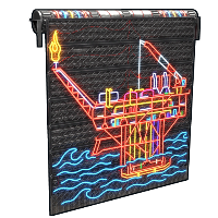 Neon Oil Rig Garage Door